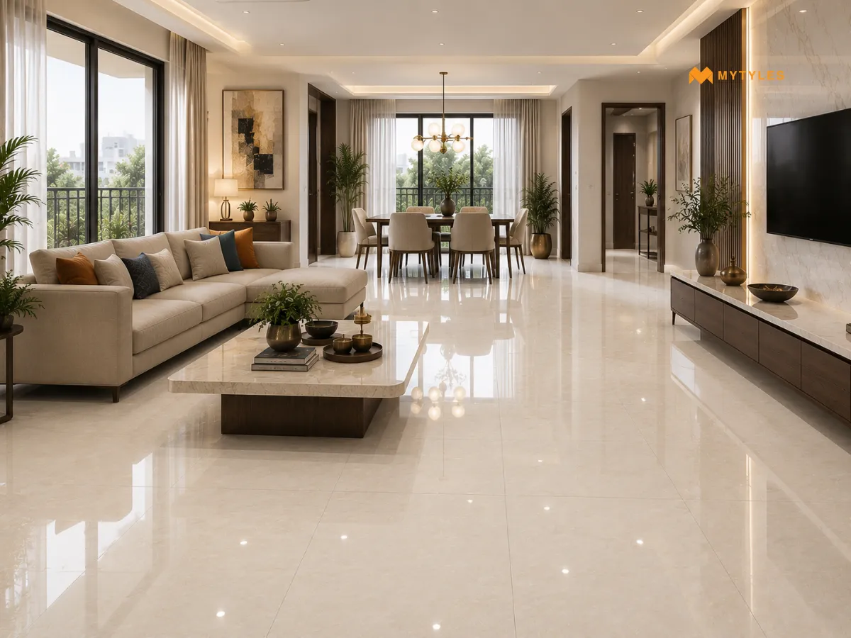 Glossy Vitrified Tiles to Reflect Light and Brighten a Space